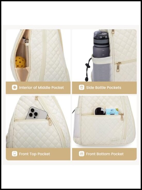 Quilted Pickleball Backpack Sling Bag for Paddle & Gear main image 4